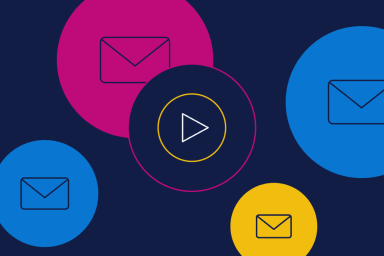 Video email depicted by play button and email icons