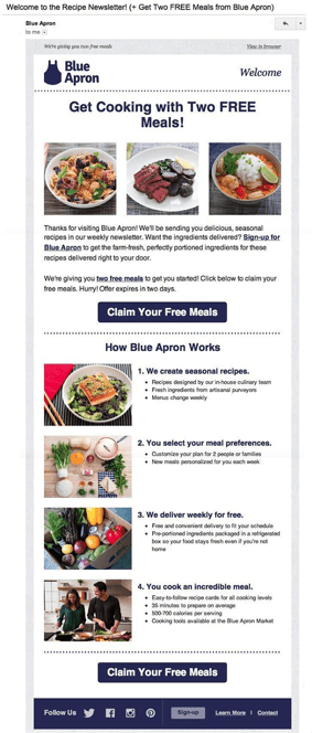 Blue Apron welcome email