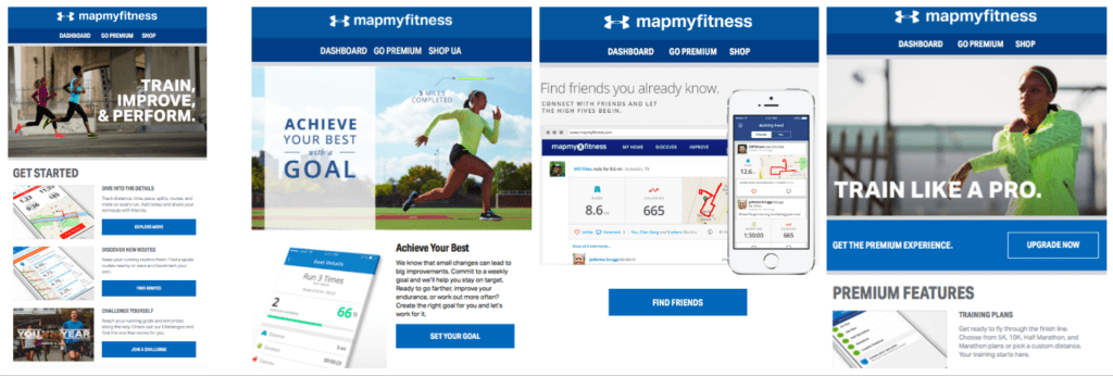 Screenshot of MapMyFitness onboarding email campaign