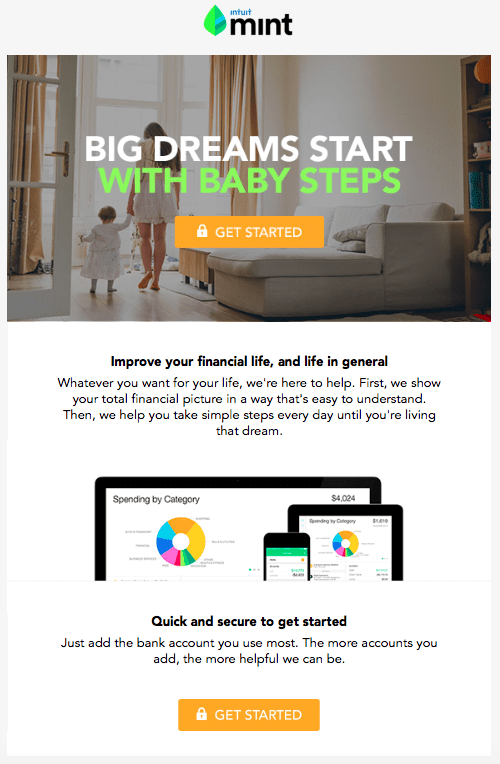 Mint.com welcome email screenshot