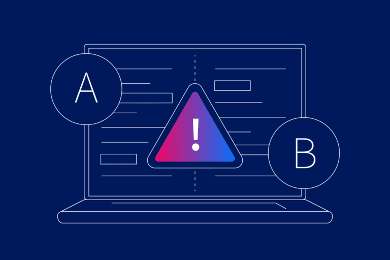 Laptop with error icon to depict unsuccessful A/B Testing