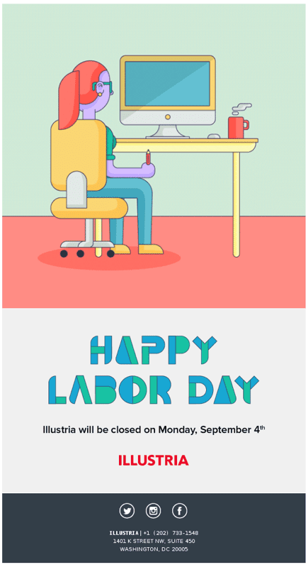 Illustria Labor Day email screenshot