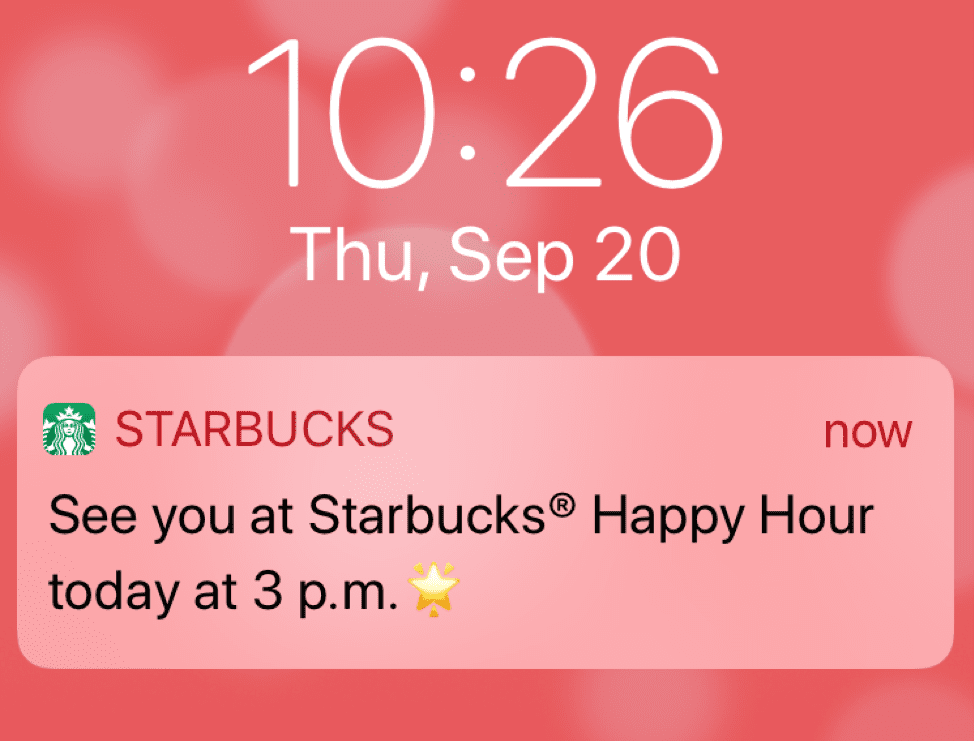 Starbucks mobile push notification