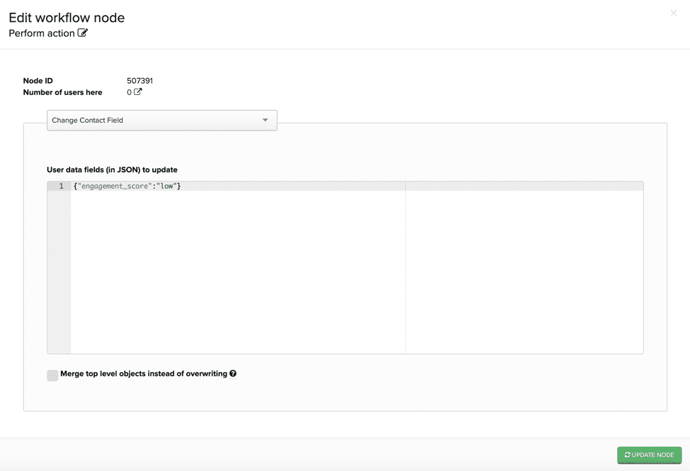 Editing contact field in in-app promotion workflow