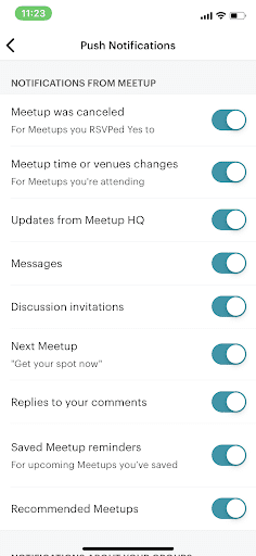 Meetup's Mobile Preference Center
