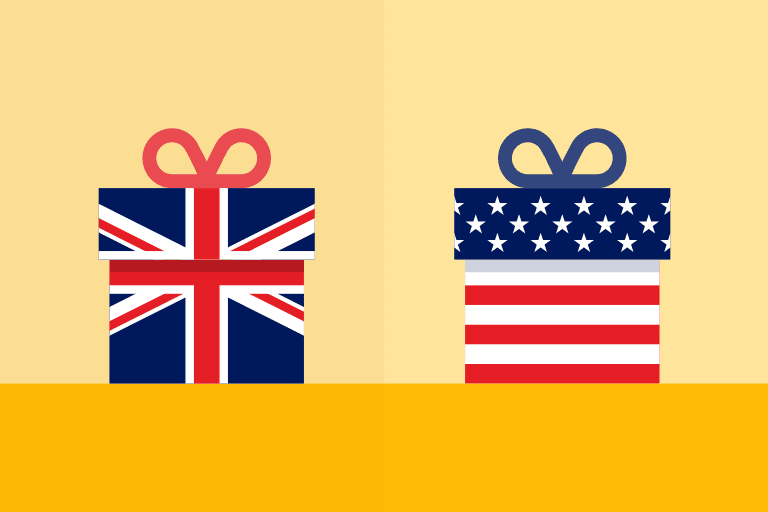 U.K. vs U.S. holiday email marketing illustration