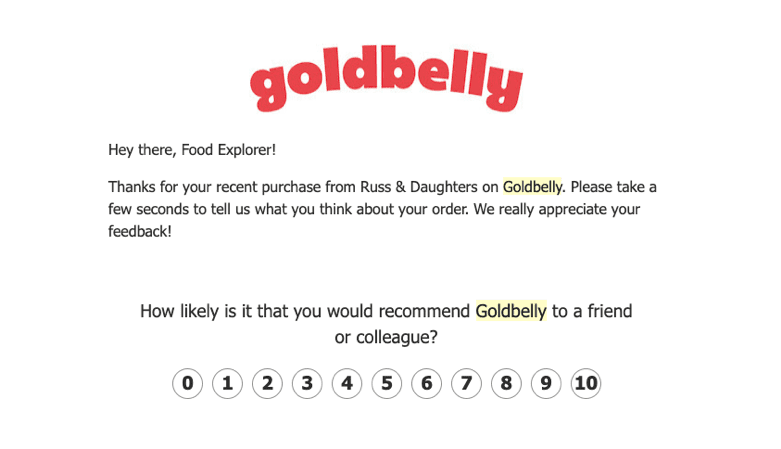 Goldbelly NPS survey