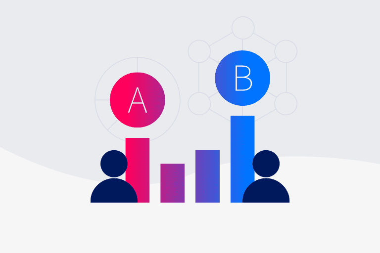 A/B testing illustration to depict email experiments