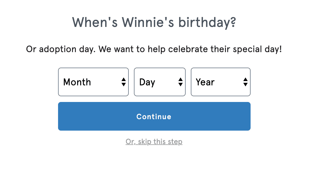 BarkBox birthday sign-up form