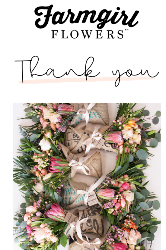 Farmgirl Flowers thank you email - above the fold