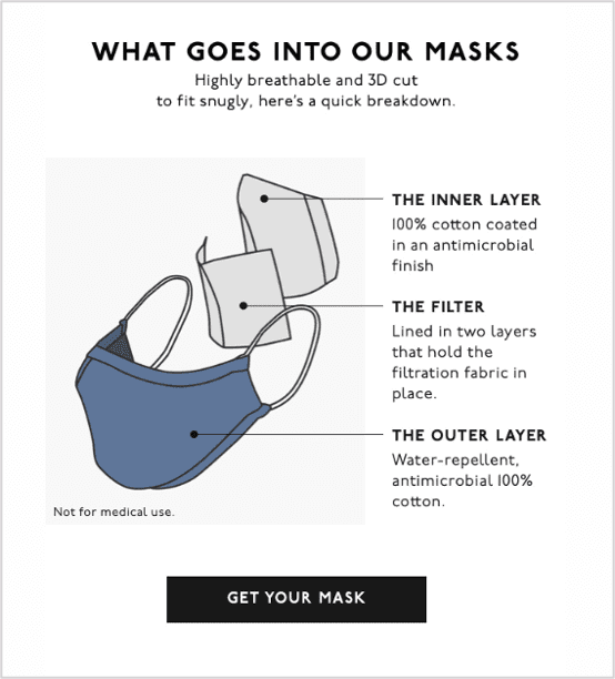 Madewell mask email - below the fold