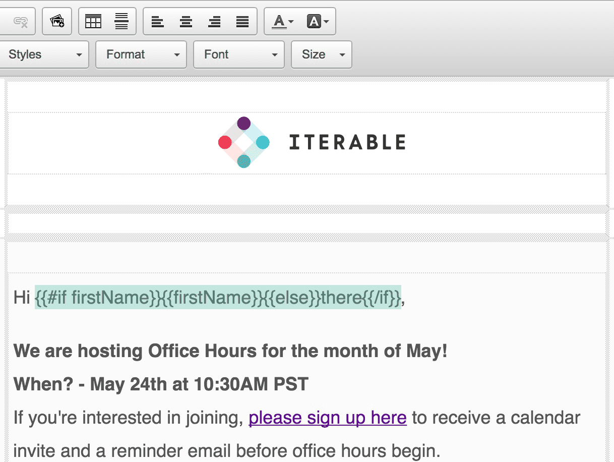 Iterable Handlebars inside a template