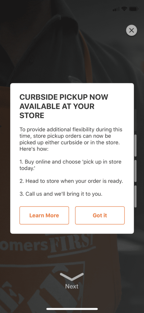 Home Depot Curbside Pickup