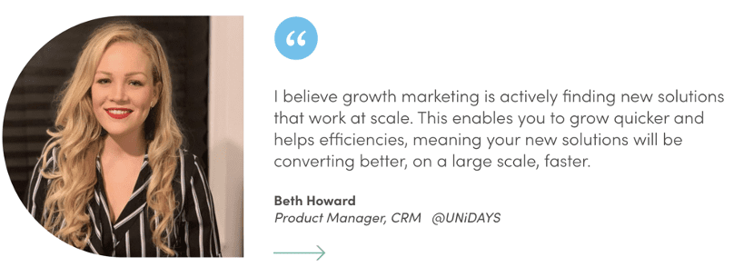 Marketing Masters quote from Beth Howard, Product Manager, CRM at UNiDAYS