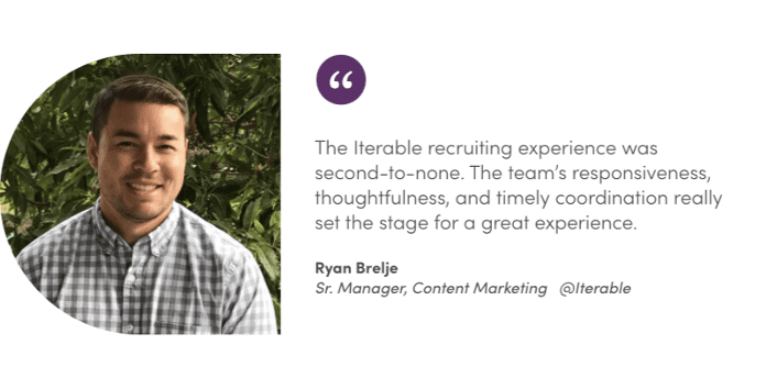 Iterable company culture testimonial on recruiting by Ryan Brelje