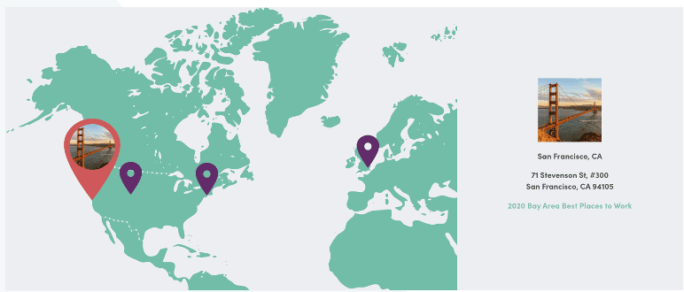 Map of Iterable's four office locations