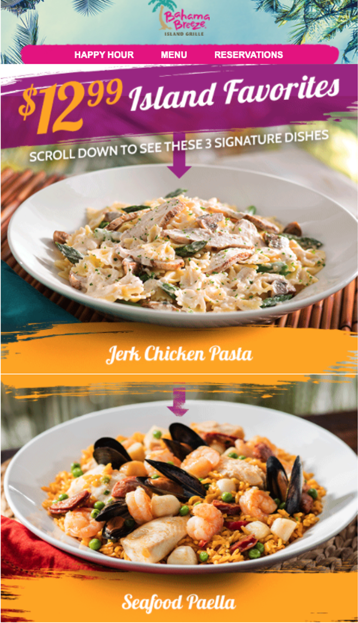 Bahama Breeze island favorites email