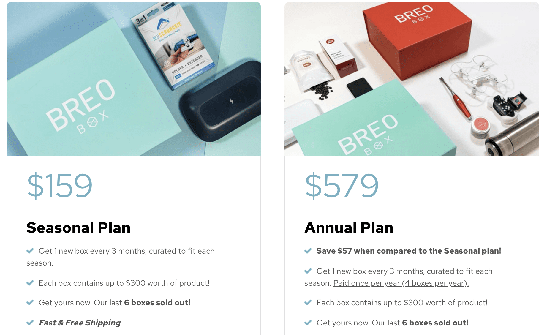 Breo Box subscription plans