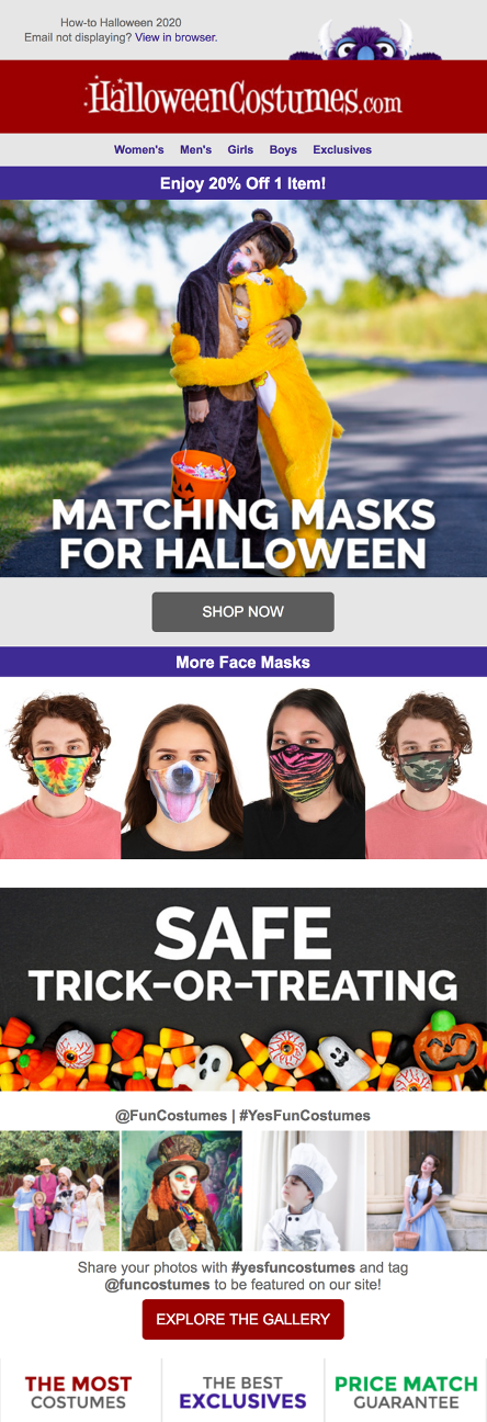 HalloweenCostumes.com 2020 email campaign