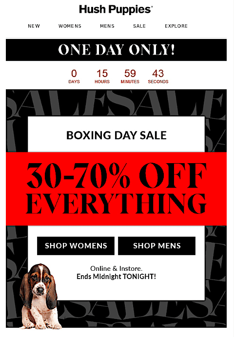 Hush Puppies Boxing Day Sale