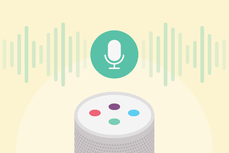 Illustration of smart speaker and voice technology