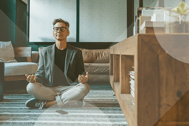 Health and wellness image - Stock photo of man meditating