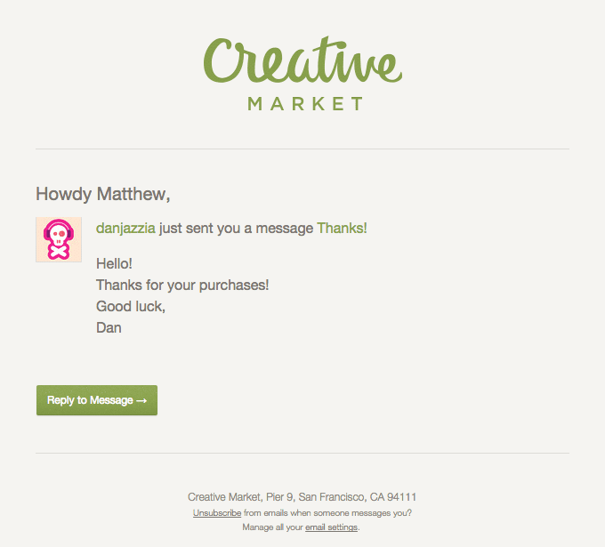 Creative Market email