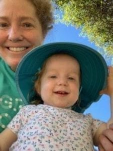 Margie Hollister outside with her daughter Georgia