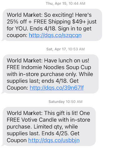 Cost Plus World Market SMS Marketing