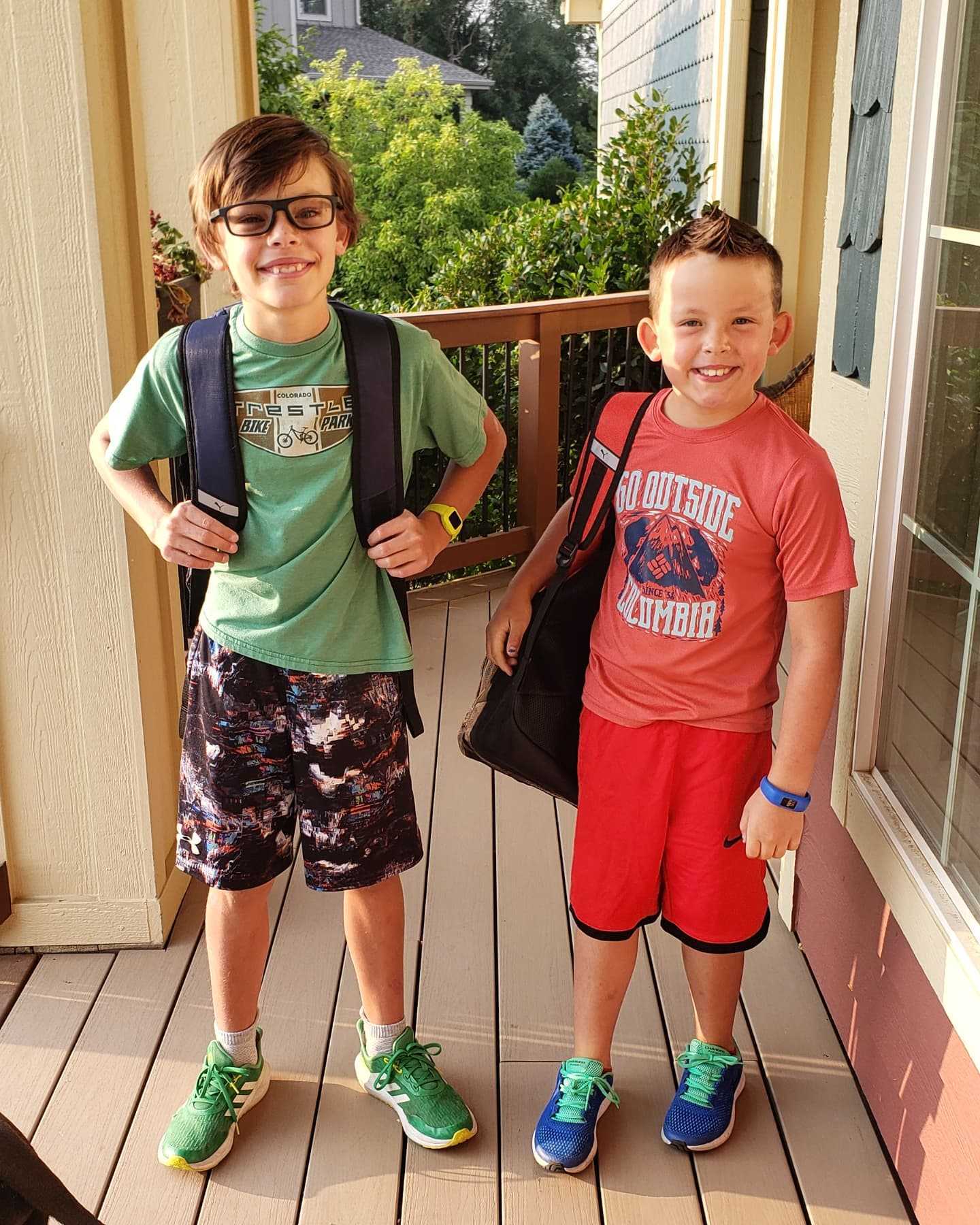 Heather's sons ready for school