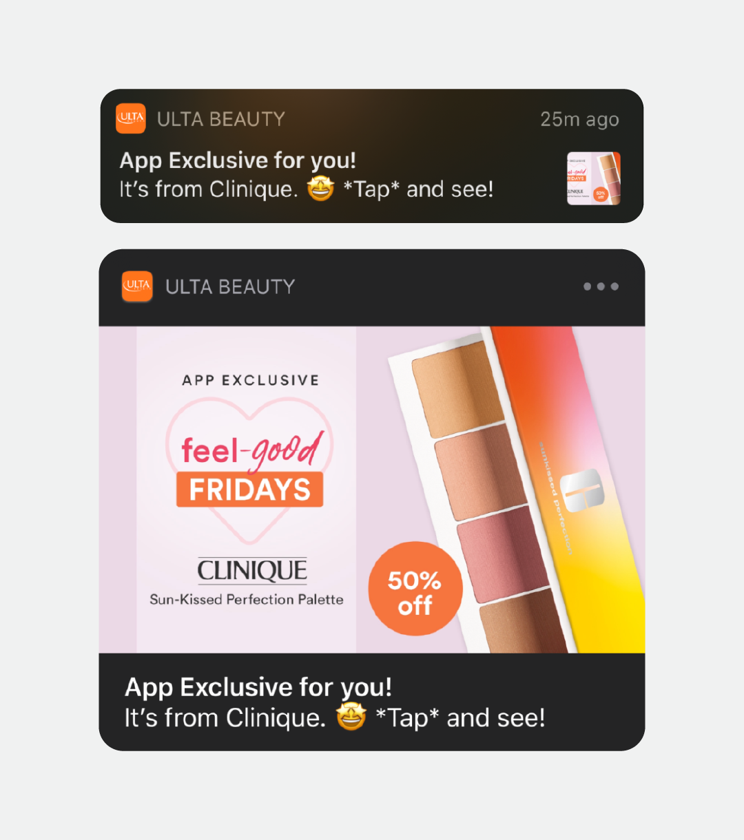 Ulta Beauty promotional push notification marketing