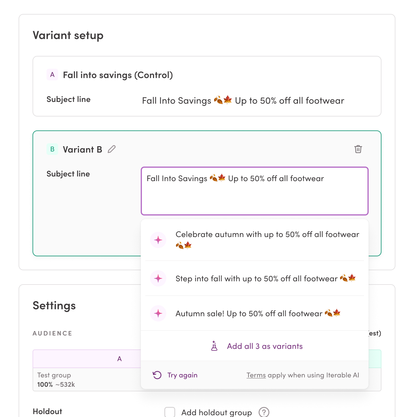 Iterable's generative AI feature Copy Assist